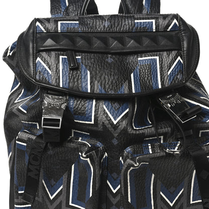 MCM Visetos Chevron Stripe Buckle Backpack Black 7 of 10