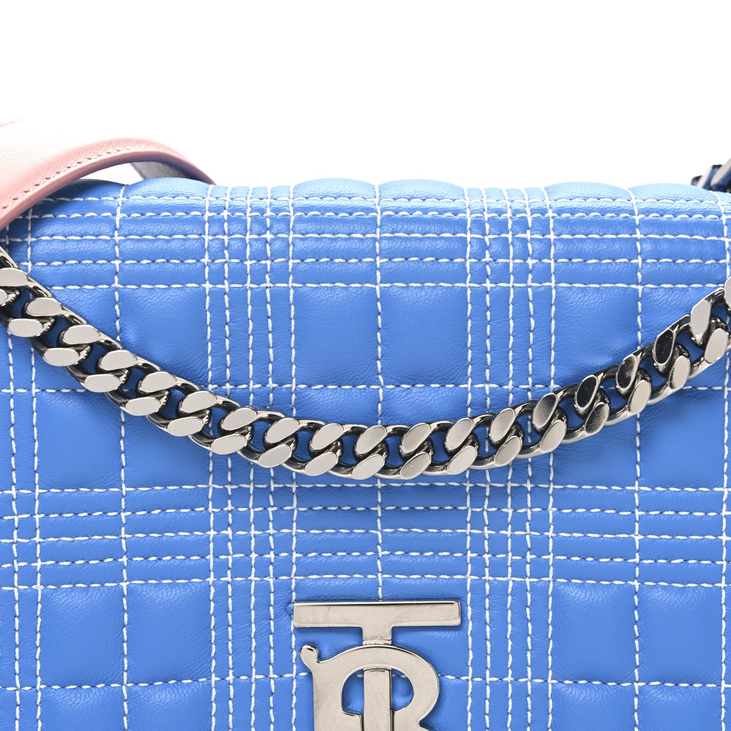 Burberry Lambskin Quilted Small Lola Bag Cyan Blue Orange Pink 8 of 10