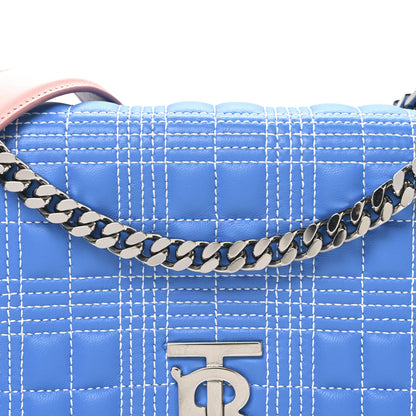 Burberry Lambskin Quilted Small Lola Bag Cyan Blue Orange Pink 8 of 10