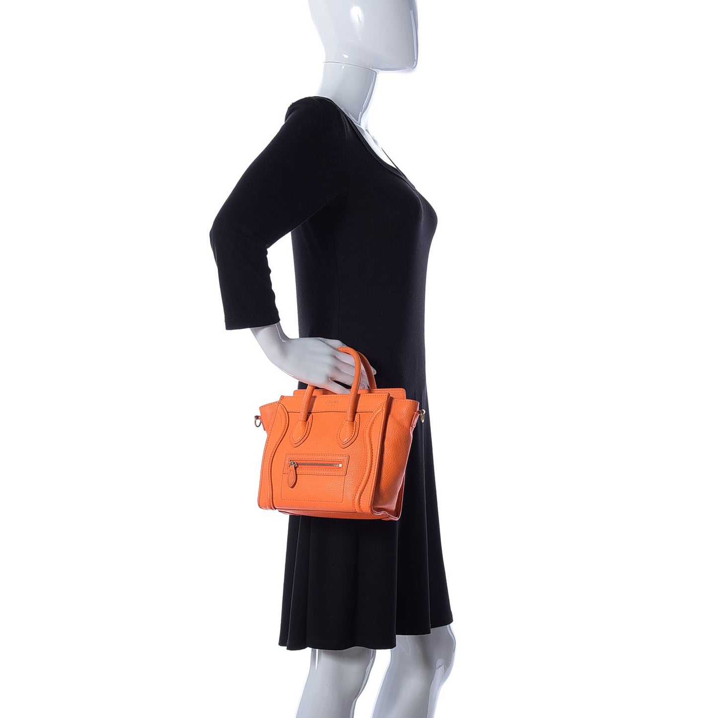 Drummed Calfskin Nano Luggage Bright Orange