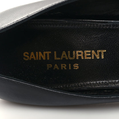 Saint Laurent Calfskin Bow Anais Pumps 38 Black Navy 8 of 10