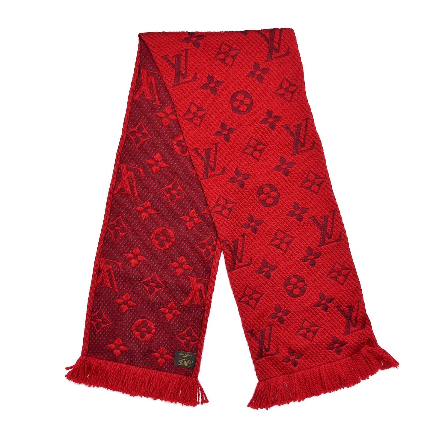 Wool Silk Logomania Scarf Rubis