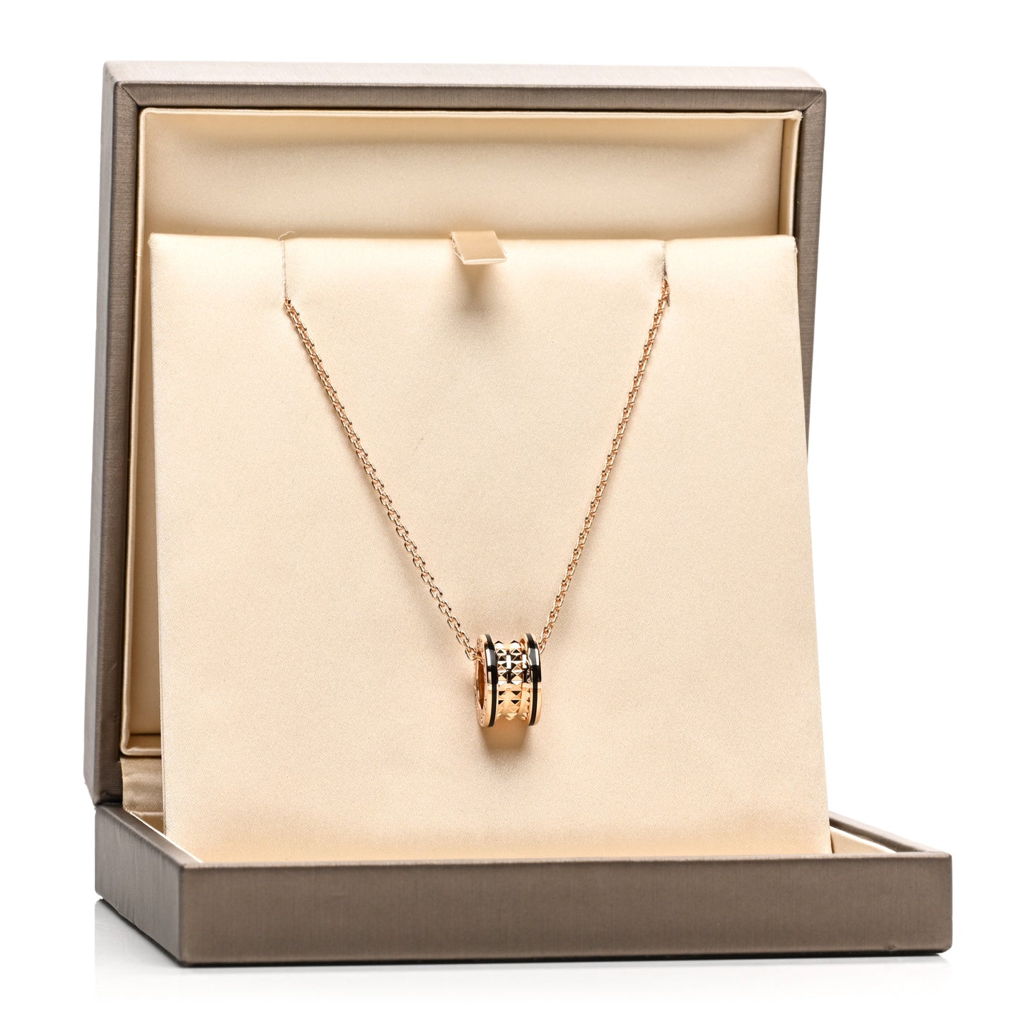 18K Rose Gold Black Ceramic B.Zero1 Rock Pendant Necklace