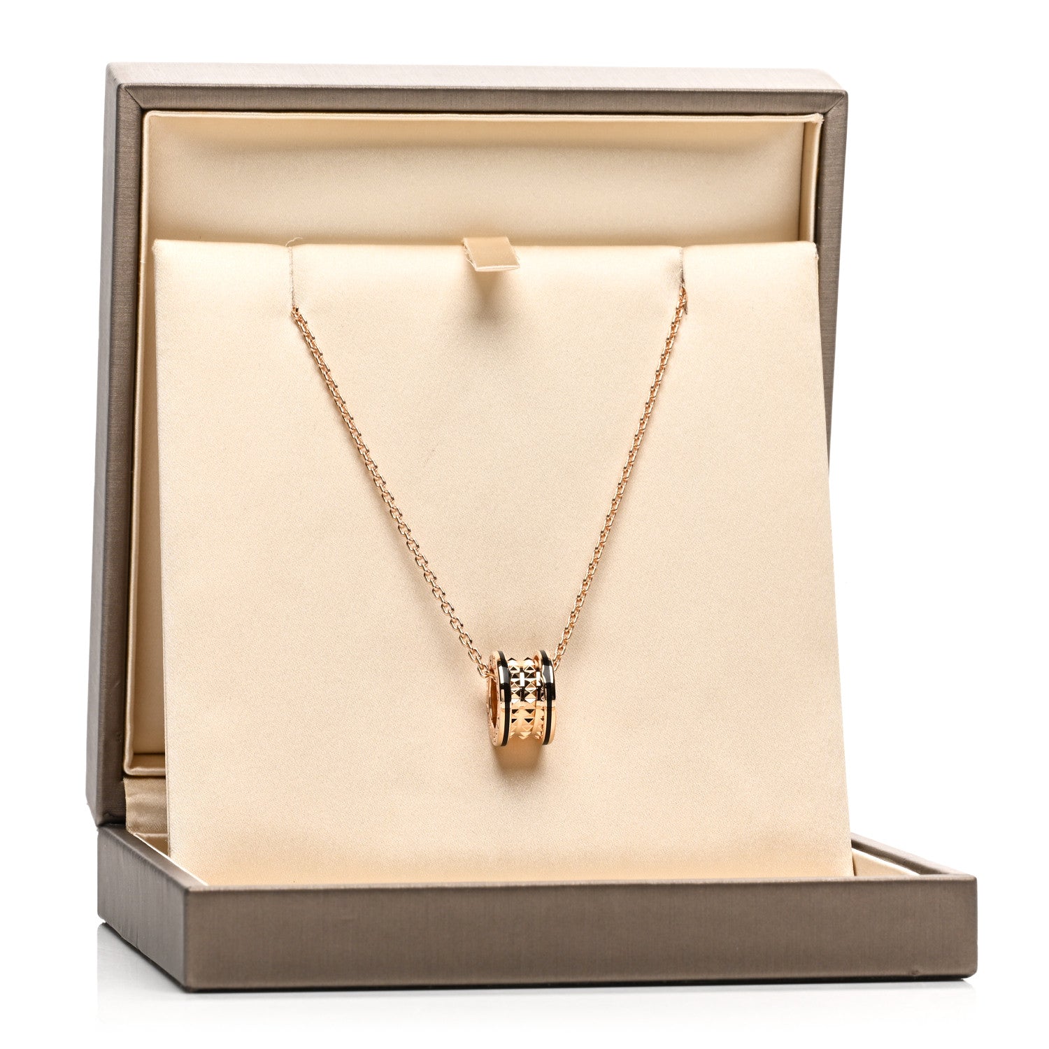 Bulgari 18K Rose Gold Black Ceramic B.Zero1 Rock Pendant Necklace 5 of 5