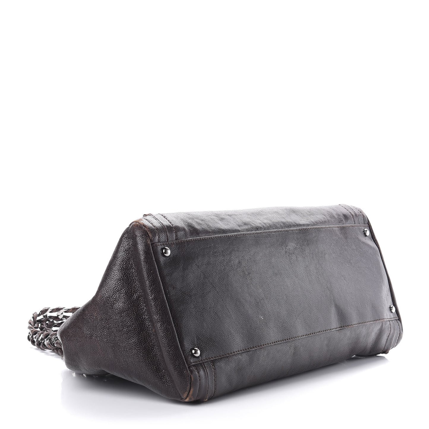 Glazed Caviar East West Modern Chain Tote Brown
