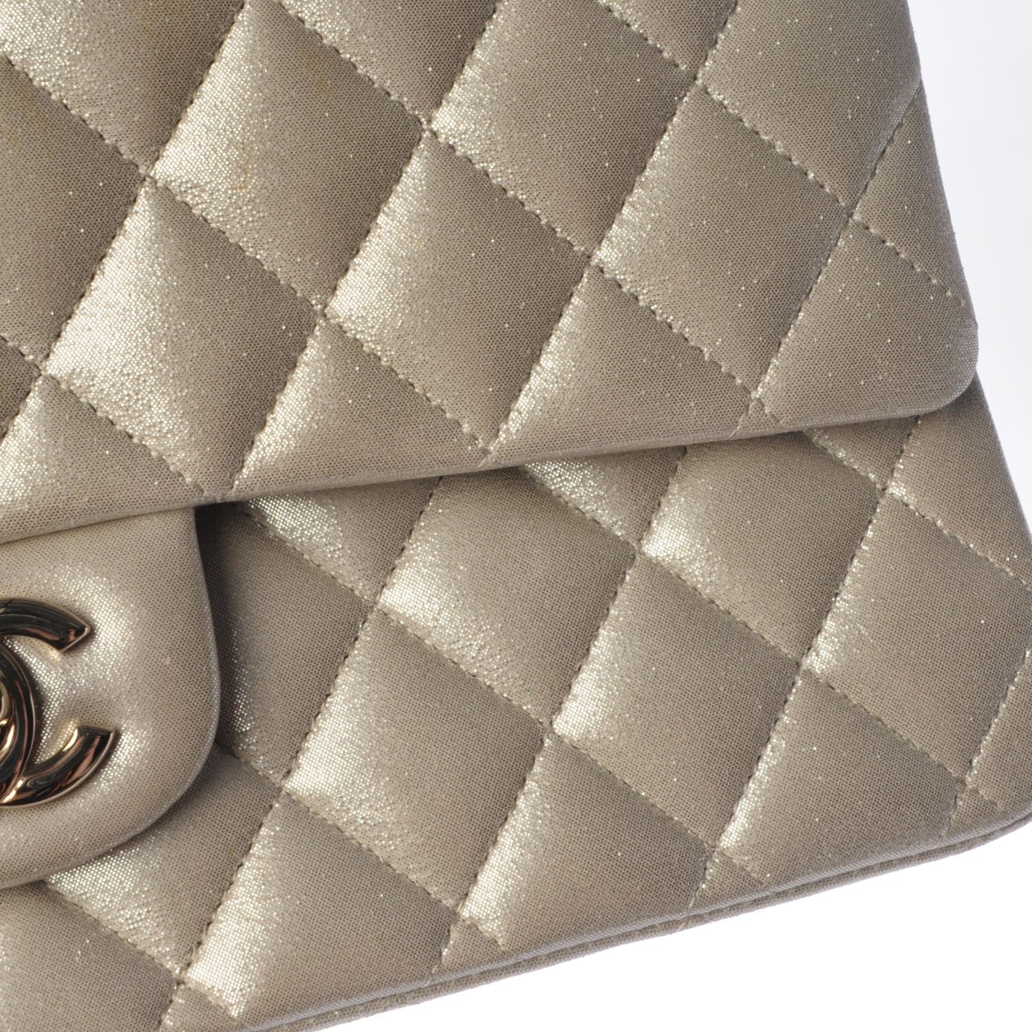 Chanel Iridescent Calfskin Medium Double Flap Light Gold 12 of 13