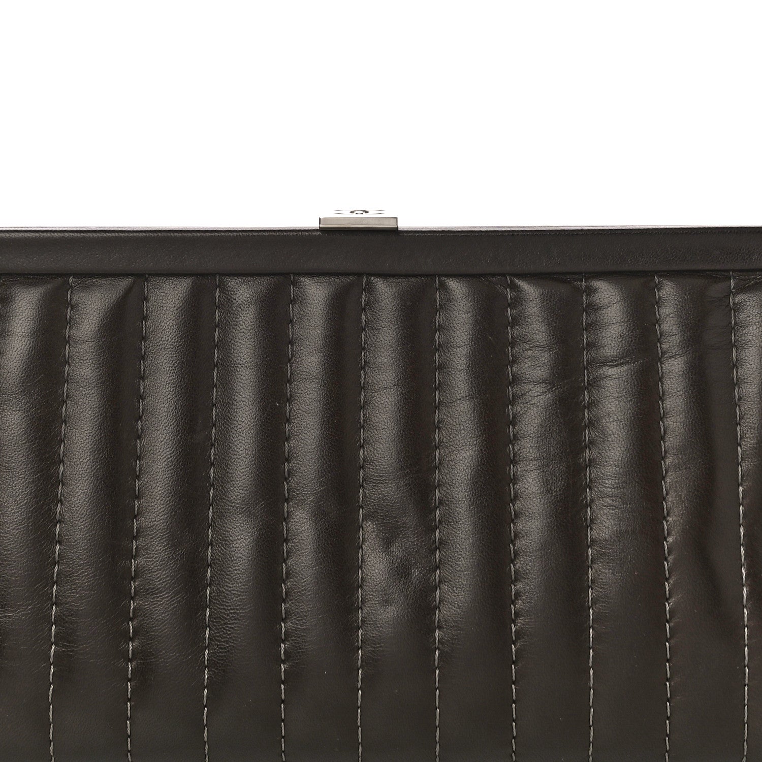 Chanel Lambskin Vertical Quilted Mademoiselle Clutch Dark Brown 8 of 10