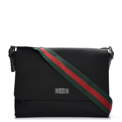 Gucci Techno Canvas Web Large Flap Messenger Bag Black 1 of 8