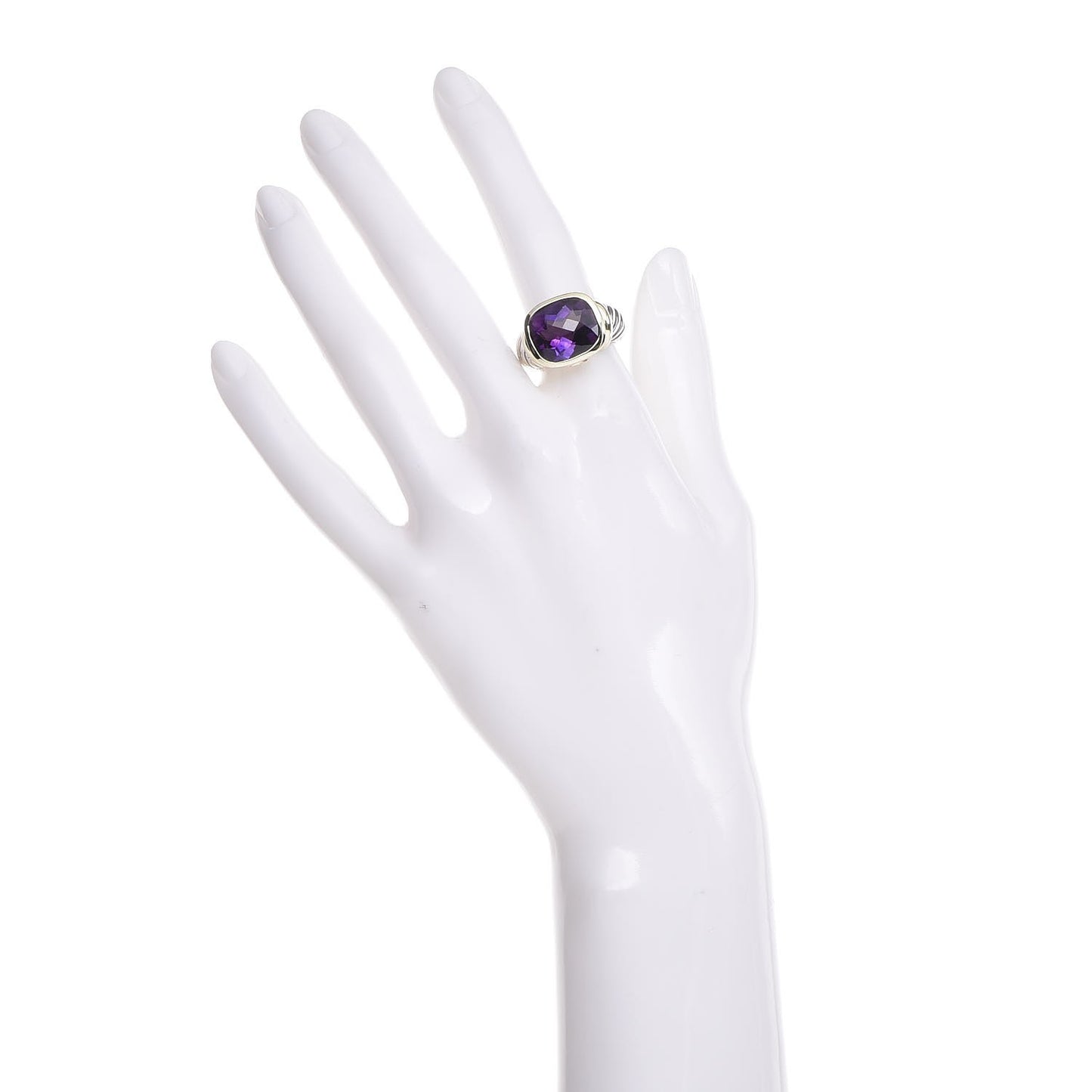 Sterling Silver 14K Yellow Gold Amethyst Noblesse Ring 53 6.5