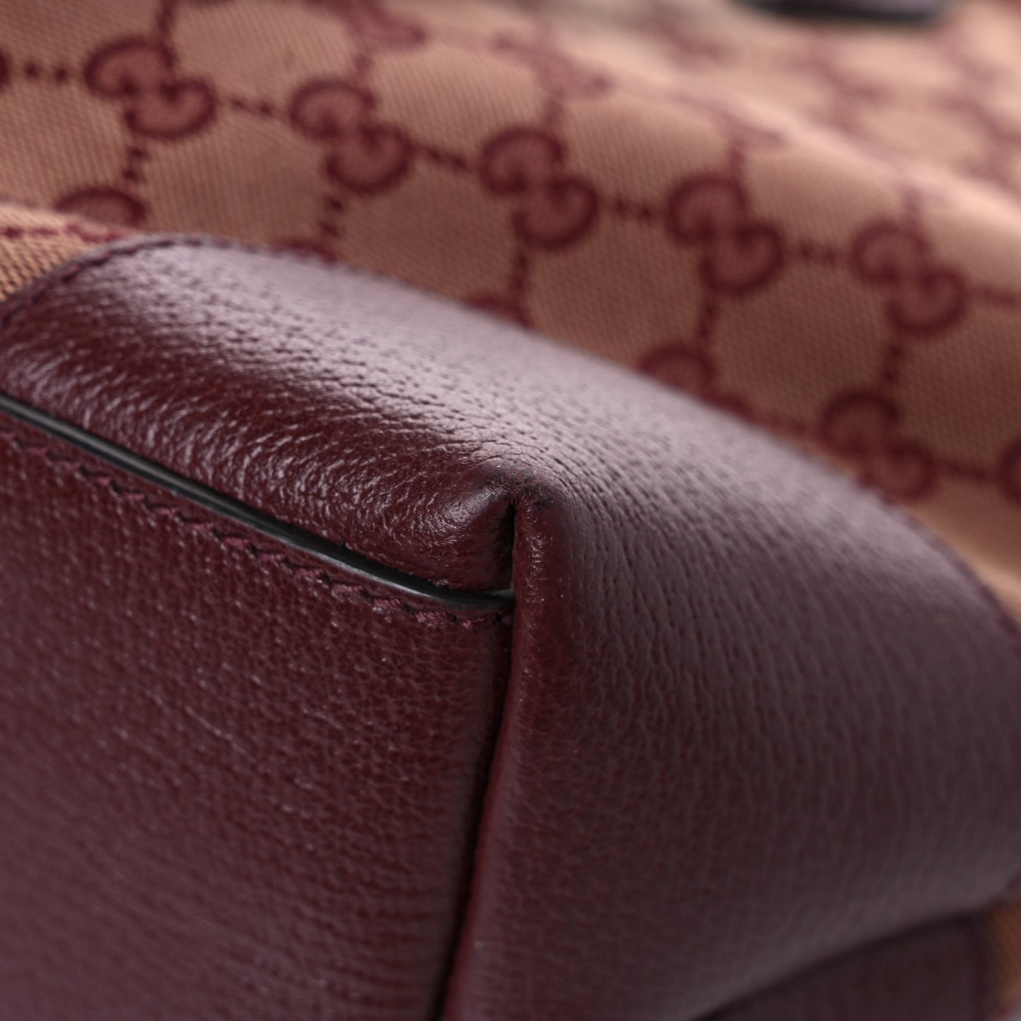 Monogram Textured Dollar Calfskin Web Medium Ophidia Shopping Tote Sahara Rubino Chardonnay