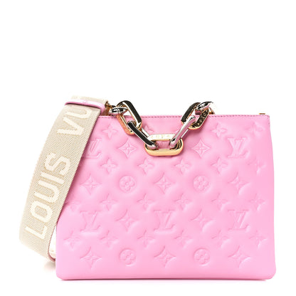 Louis Vuitton LOUIS VUITTON Lambskin Embossed Monogram Coussin PM Rose Bonbon 1 of 11