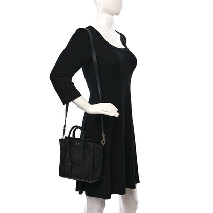 Celine Drummed Calfskin Nano Luggage Black 2 of 11