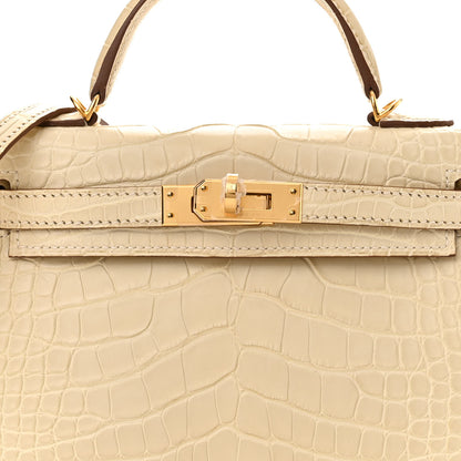 Hermes Matte Alligator Mini Kelly Sellier 20 Vanille 8 of 11