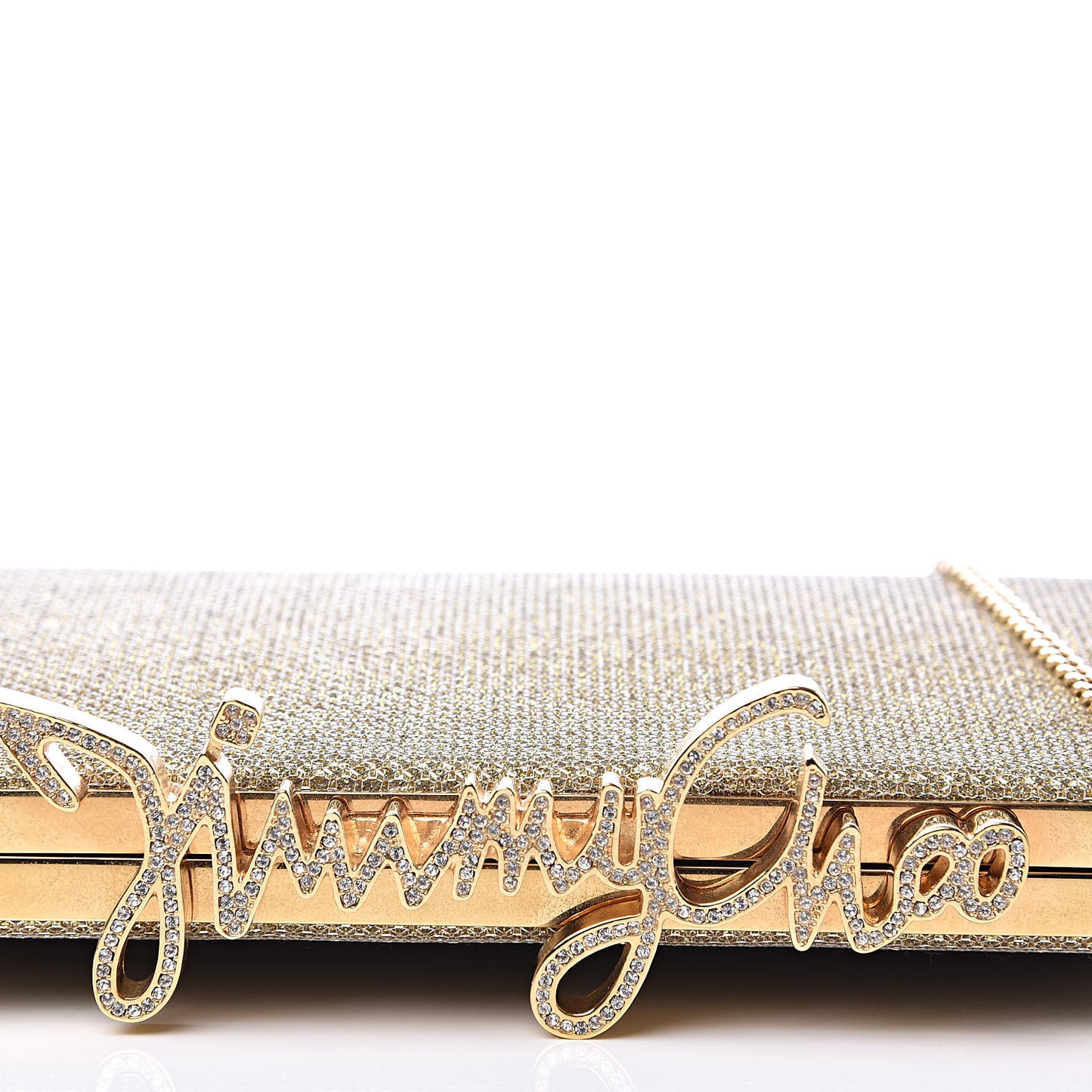 Glitter Celeste Logo Clutch Gold