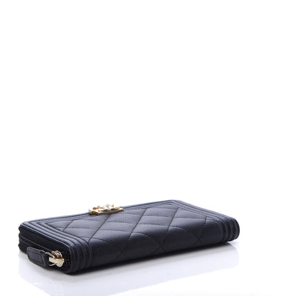 Chanel Caviar Quilted Small Boy Zip Around Wallet Black 4 of 9