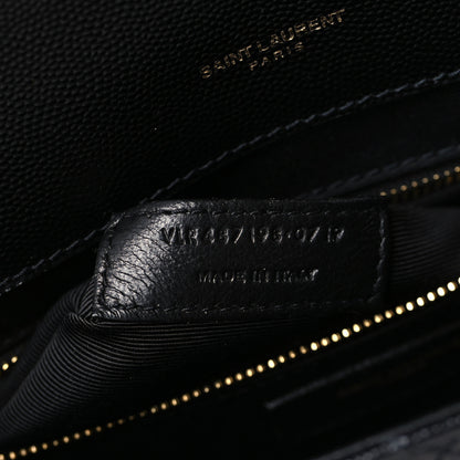 Saint Laurent Grain De Poudre Textured Mixed Matelasse Large Triquilt Monogram Satchel Black 6 of 8