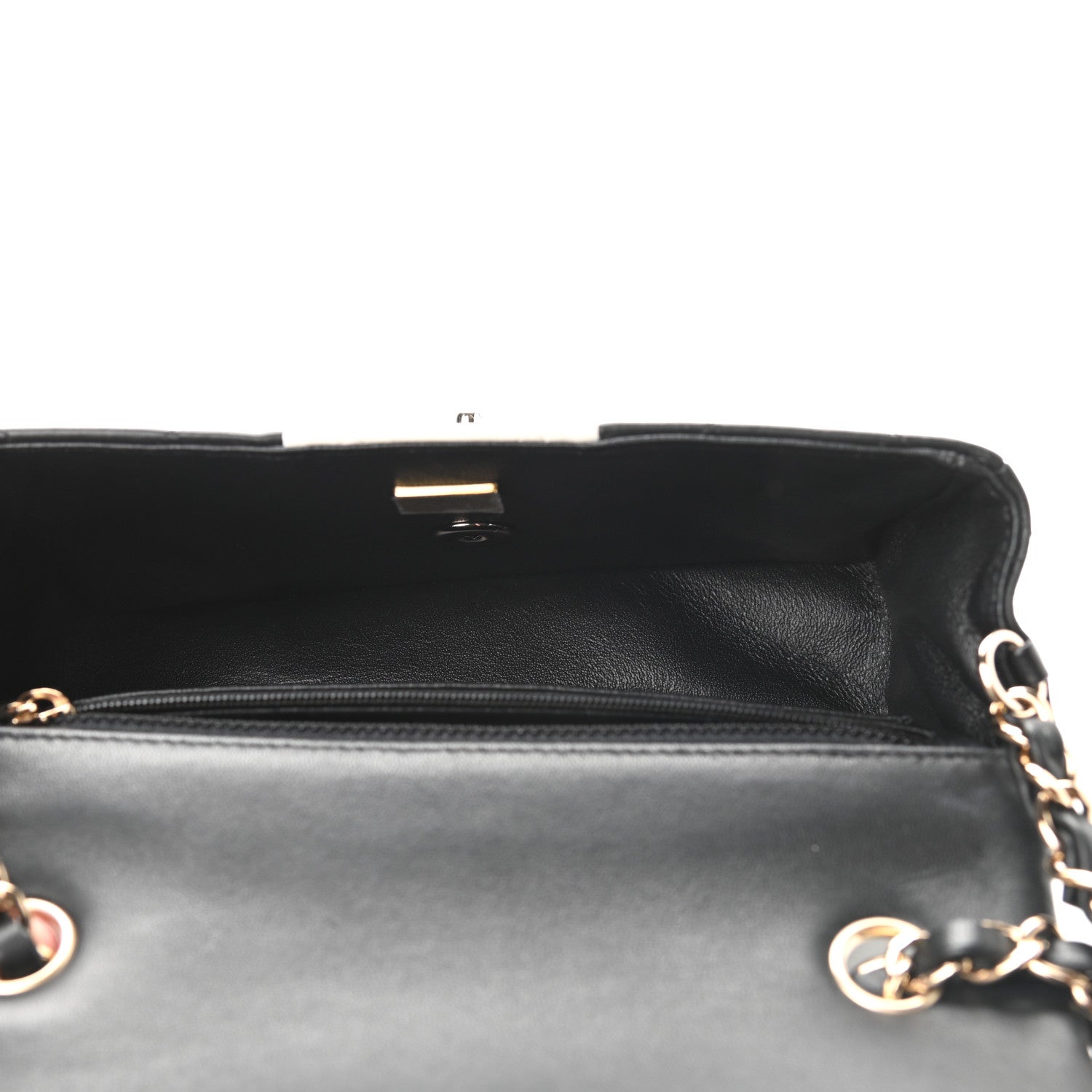 Chanel Lambskin Quilted Mini Rectangular Flap Black White 5 of 9