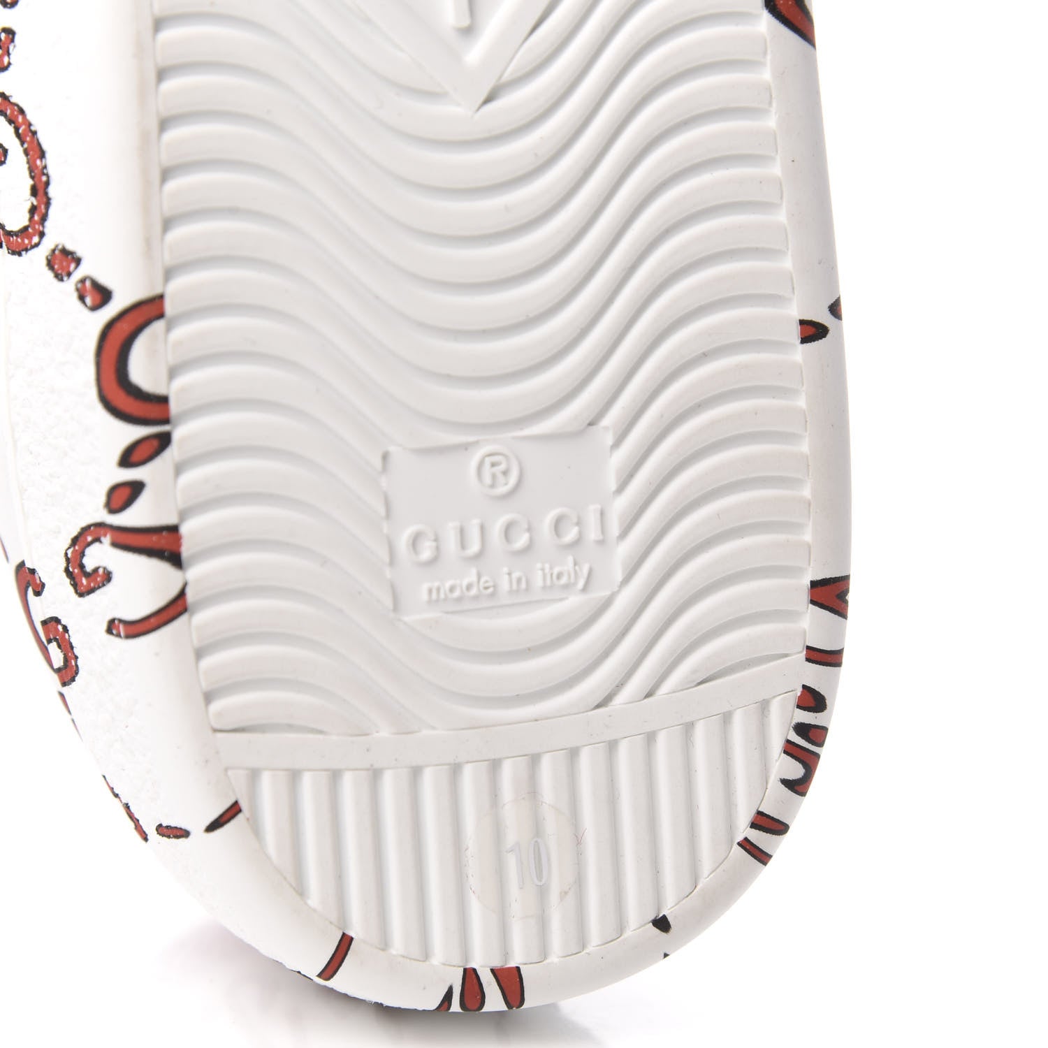 Gucci Calfskin GucciGhost Print Mens Ace Sneakers 10 White Hibiscus Red 7 of 9