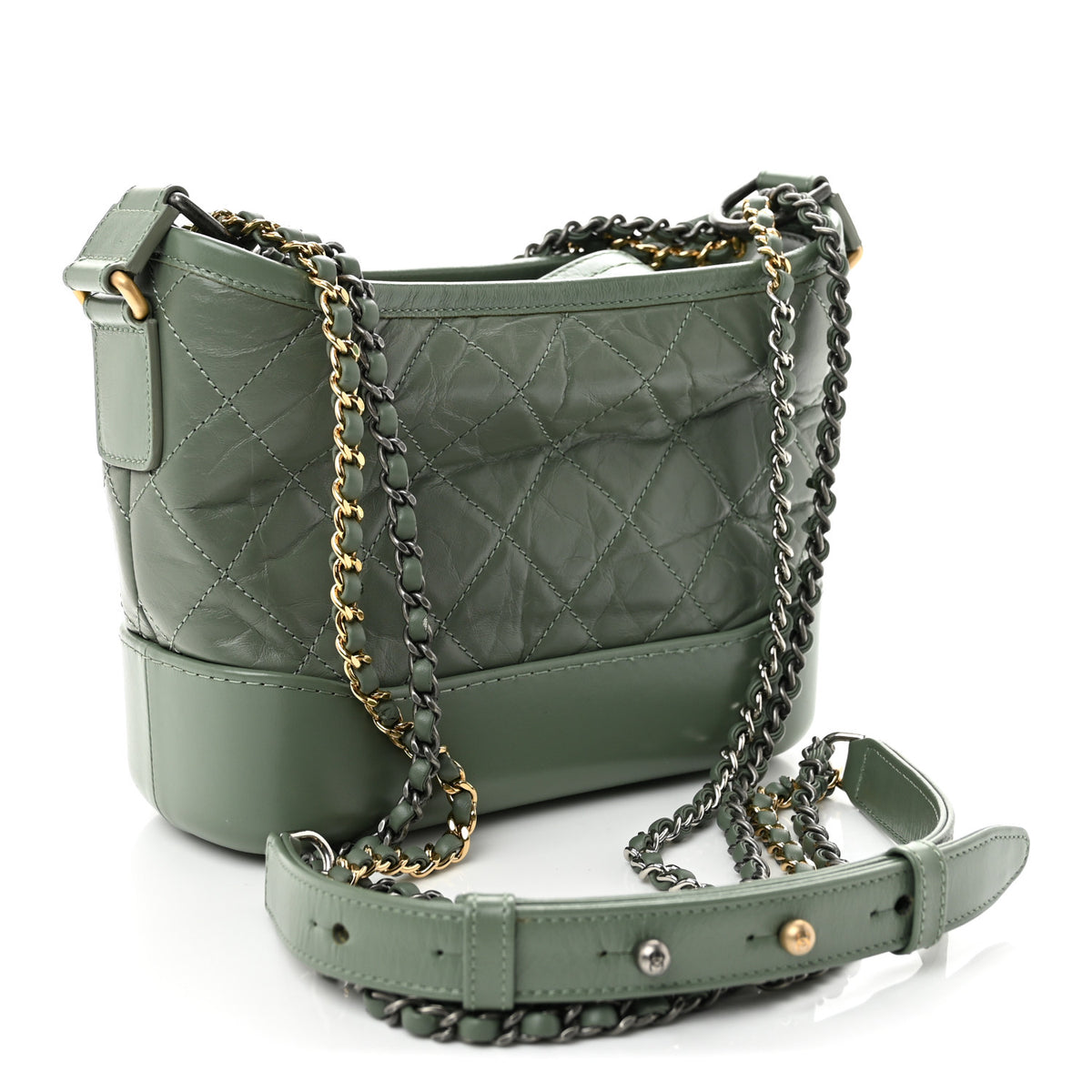 Chanel Aged Calfskin Quilted Small Gabrielle Hobo Dark Green 2 of 9