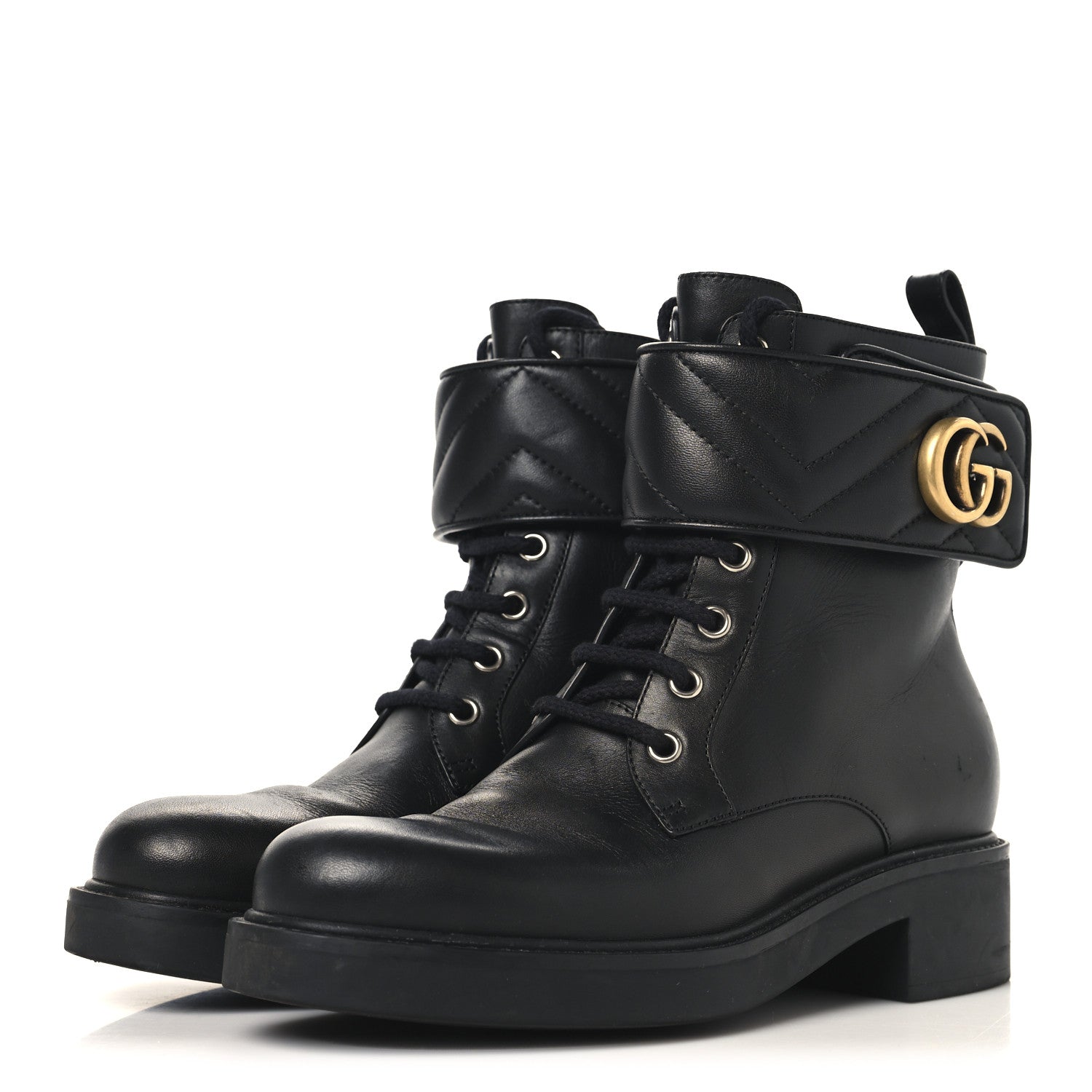 leona85 GUCCI 婦人靴　474483 1057 37+ Gucci Flores Calfskin Nappa Matelasse GG 40mm Ankle Boots 37 Black