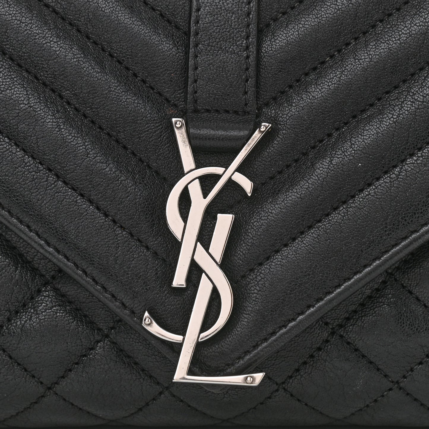 Sheepskin Tri-Quilt Monogram Medium College Bag Black