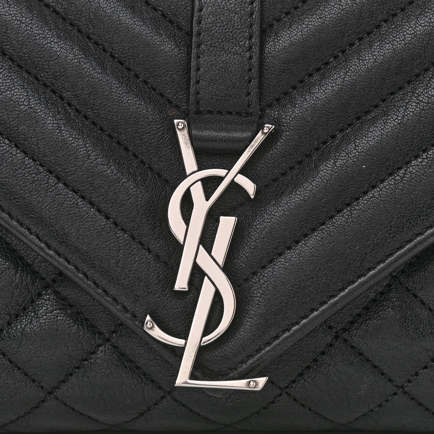 Saint Laurent Sheepskin Tri-Quilt Monogram Medium College Bag Black 12 of 12