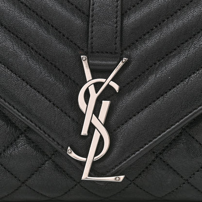 Saint Laurent Sheepskin Tri-Quilt Monogram Medium College Bag Black 12 of 12