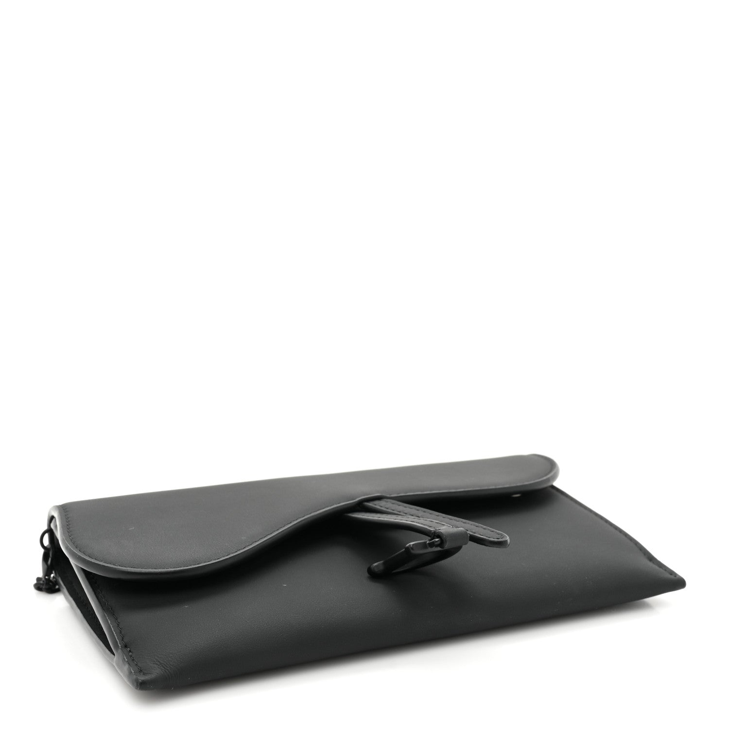 Christian Dior Ultra Matte Calfskin Saddle Chain Wallet Pouch Black 5 of 13