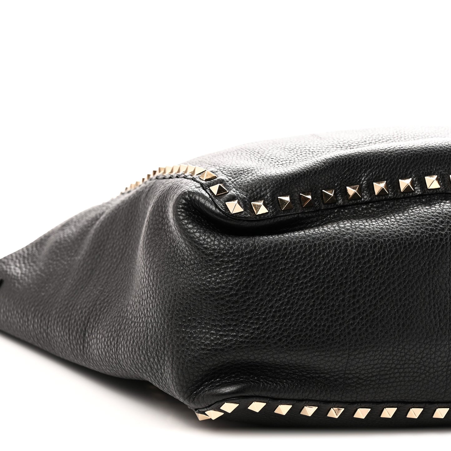 Grained Calfskin Medium Rockstud Reversible Tote Black Rose Violet