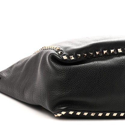 Valentino Garavani Grained Calfskin Medium Rockstud Reversible Tote Black Rose Violet 13 of 16