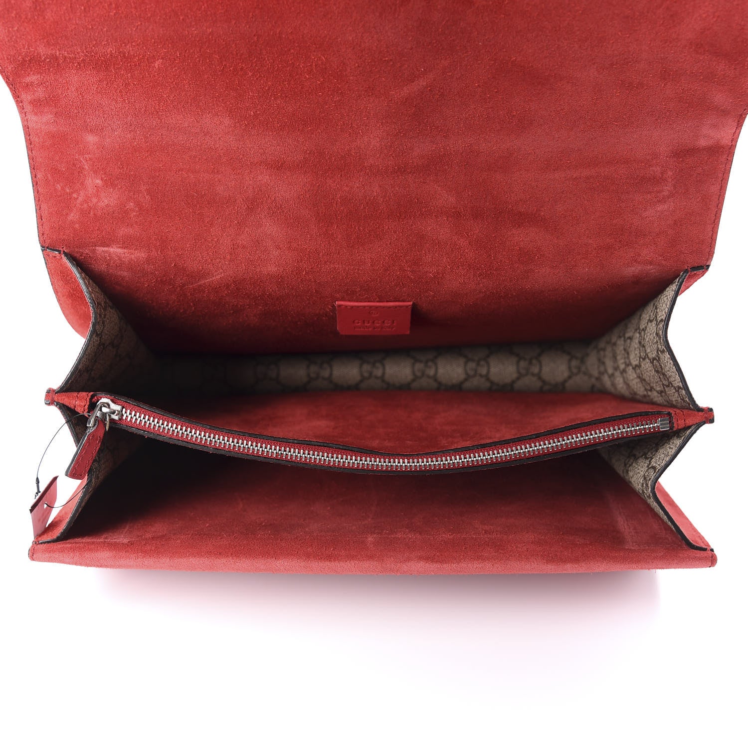 Gucci GG Supreme Monogram Suede Cudu Medium Dionysus Shoulder Bag Beige Ebony Vulcanic Red 5 of 10