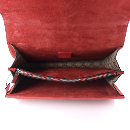 Gucci GG Supreme Monogram Suede Cudu Medium Dionysus Shoulder Bag Beige Ebony Vulcanic Red 5 of 10