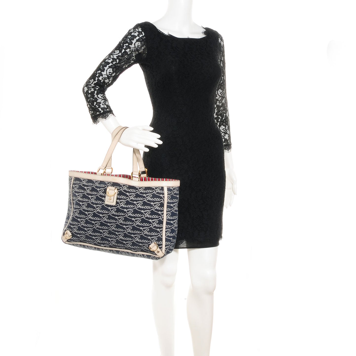 Canvas Print Large Abbey Tote Navy Off White