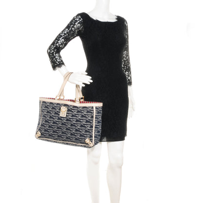 Gucci Canvas Print Large Abbey Tote Navy Off White 2 of 7