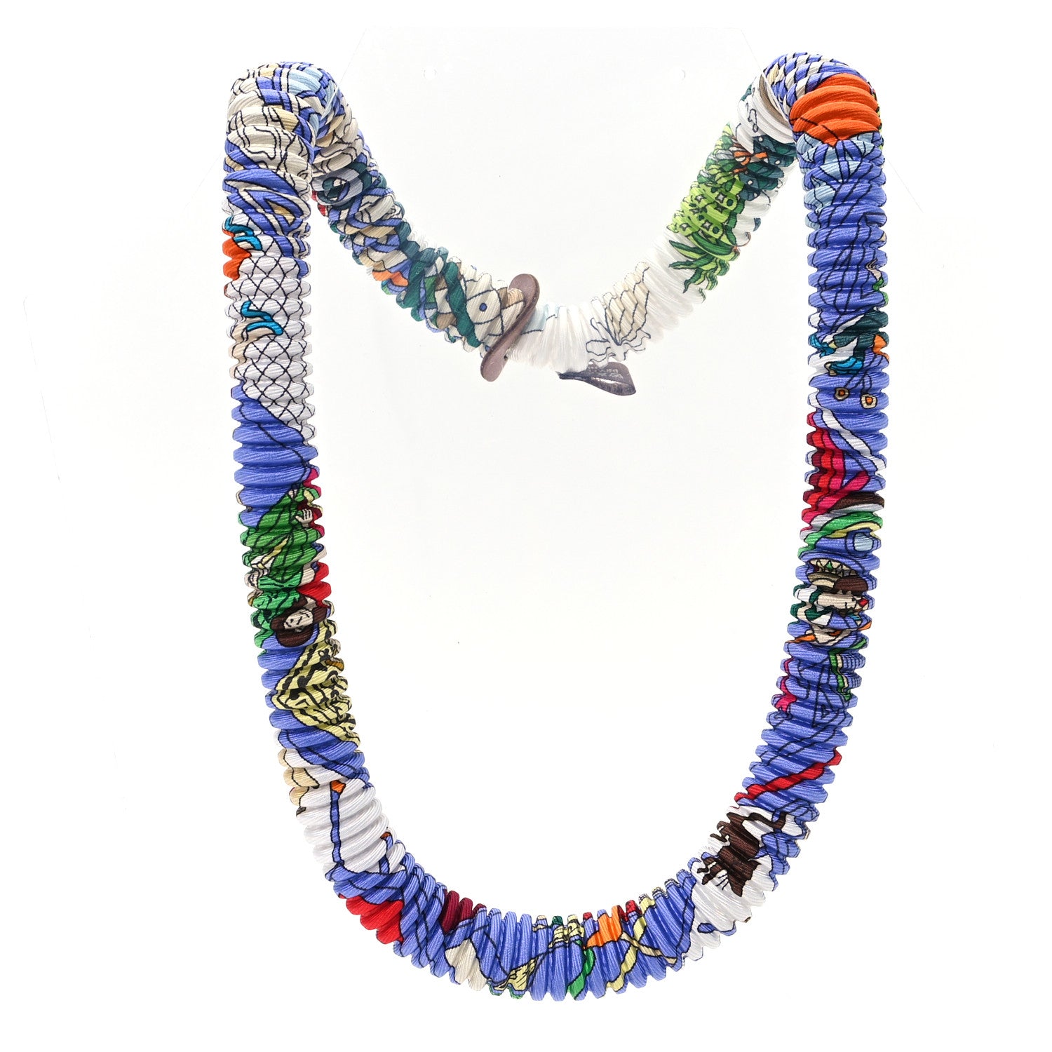 Hermes Silk Collier Plisse En Soie Petit H Pleated Necklace 3 of 5