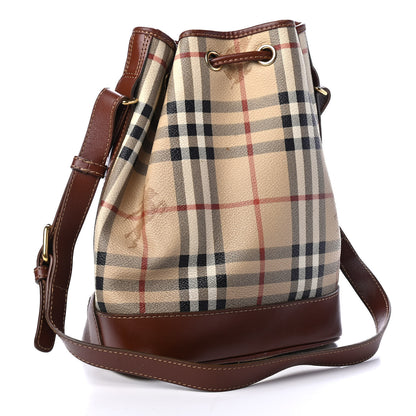Burberry Haymarket Check Drawstring Bucket Bag Brown 3 of 8