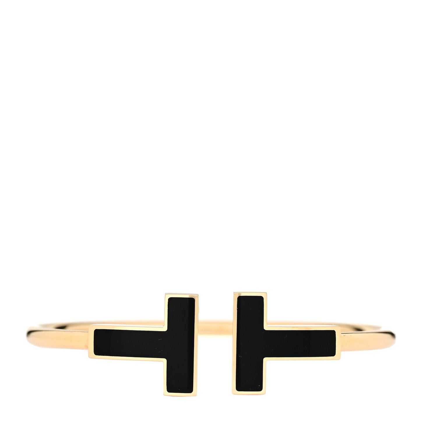 18K Yellow Gold Black Onyx Wide T Wire Bracelet