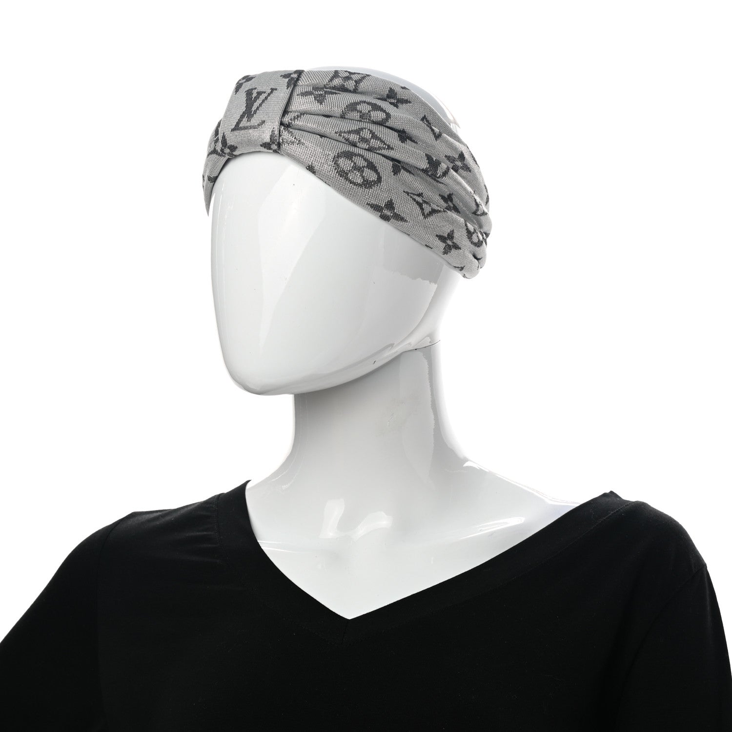 Louis Vuitton Silk Monogram LV Pool Party Turban Headband Argent 2 of 6