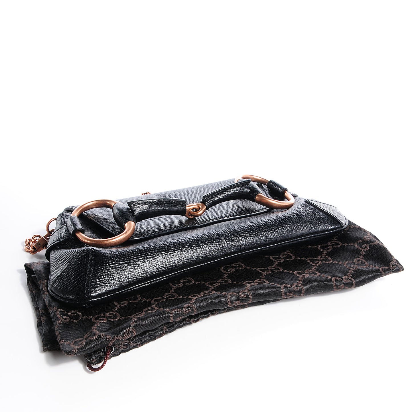 Leather Horsebit Clutch Black