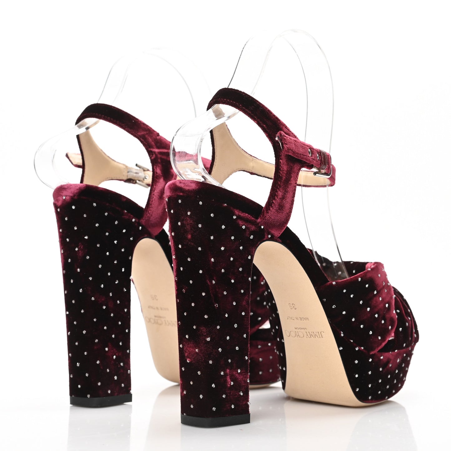 Velvet Glitter Spotted Heloise 120 Sandals 39 Grape Silver