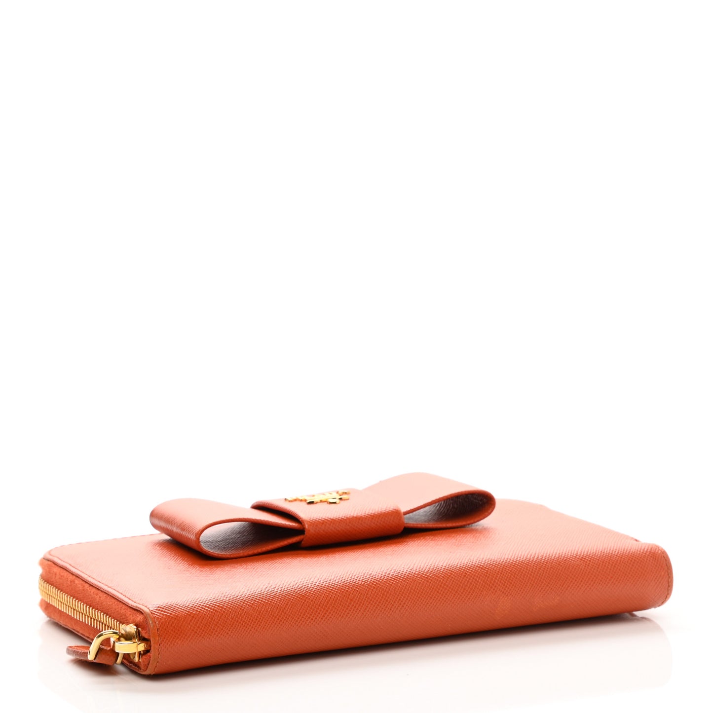 Saffiano Fiocco Bow Zip Around Wallet Papaya