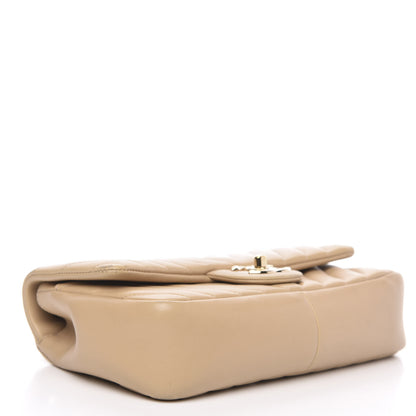 Chanel Lambskin Chevron Quilted Small Single Flap Light Beige 4 of 17