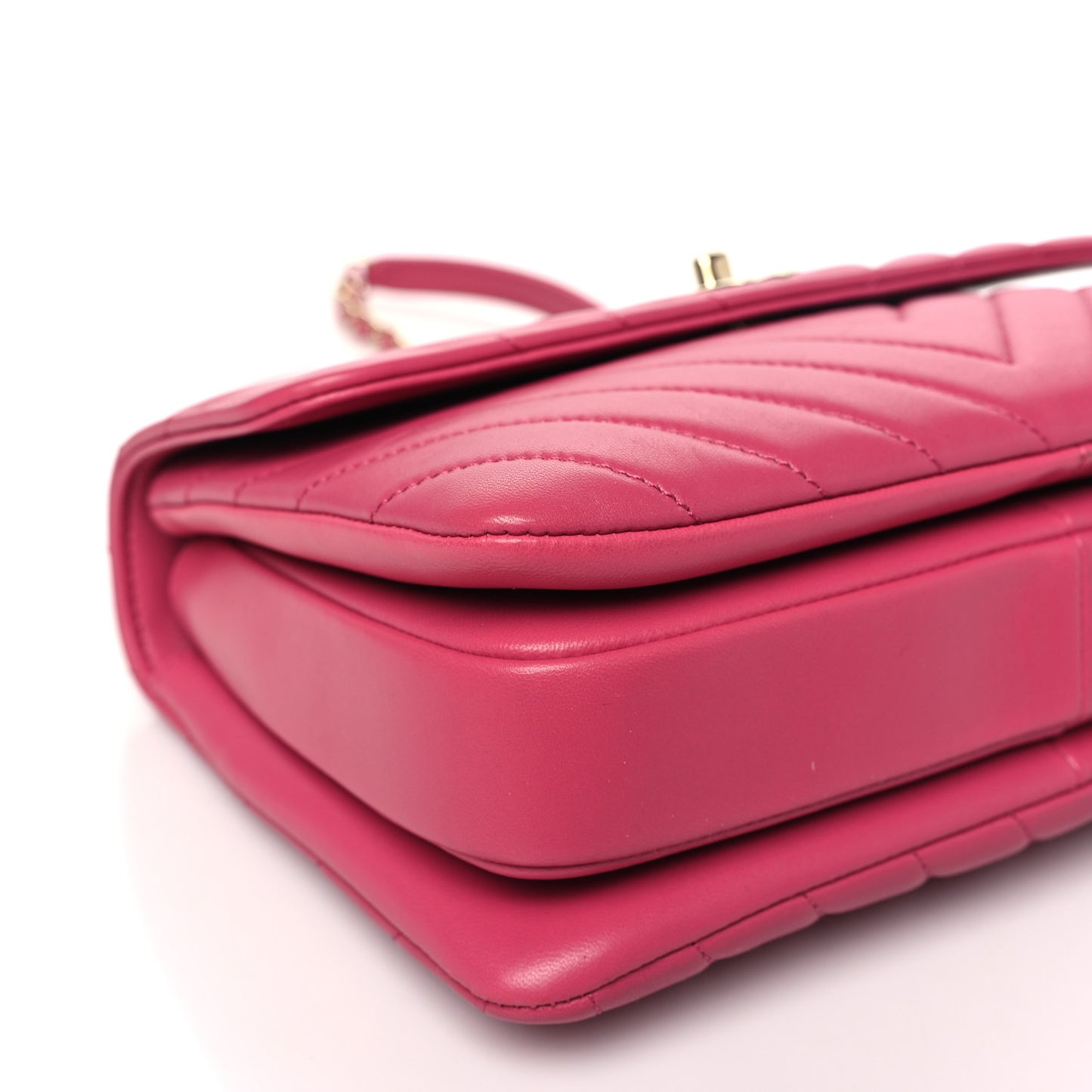 Lambskin Chevron Quilted Small Trendy CC Dual Handle Flap Bag Pink