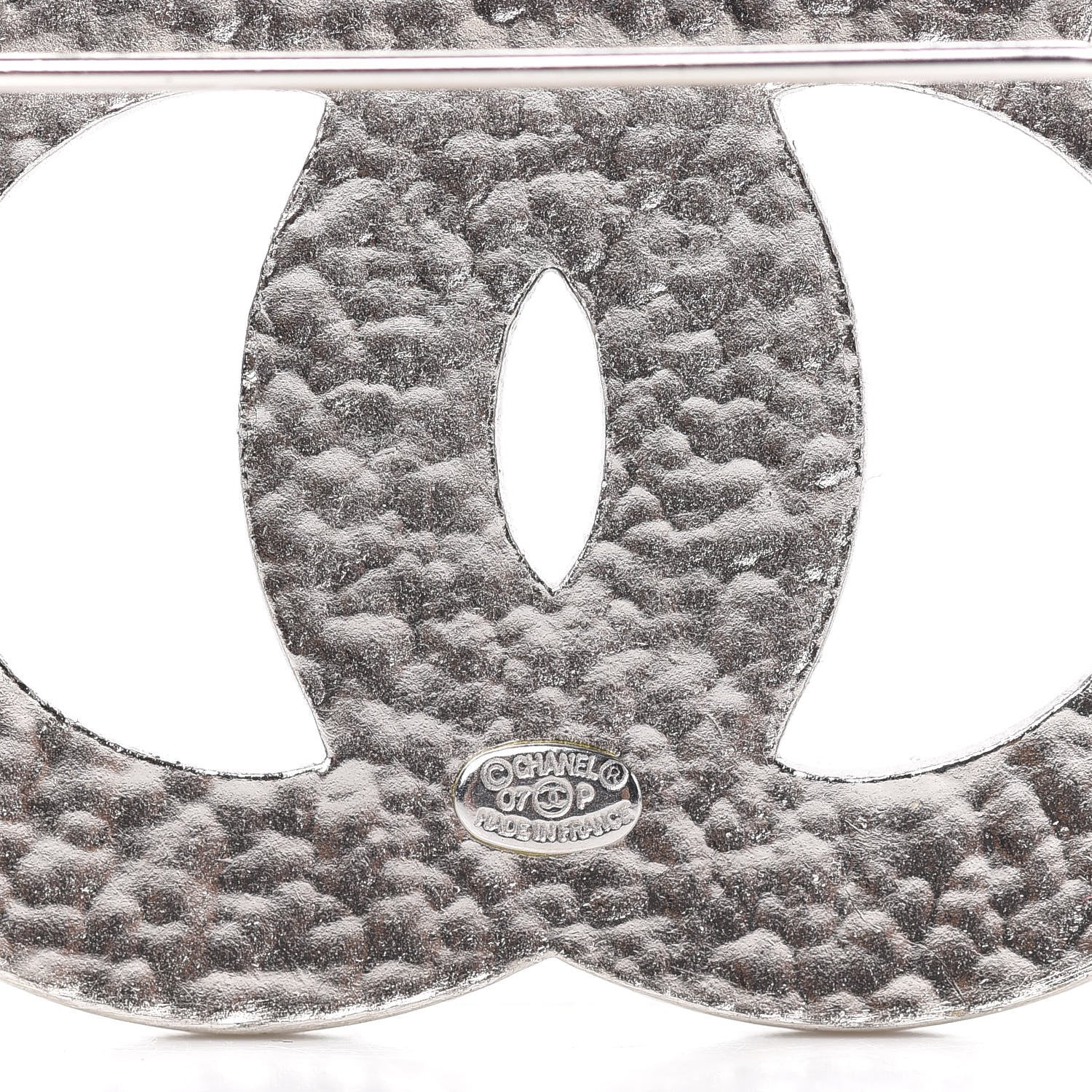 Chanel Crystal Heart CC Brooch Silver 3 of 3