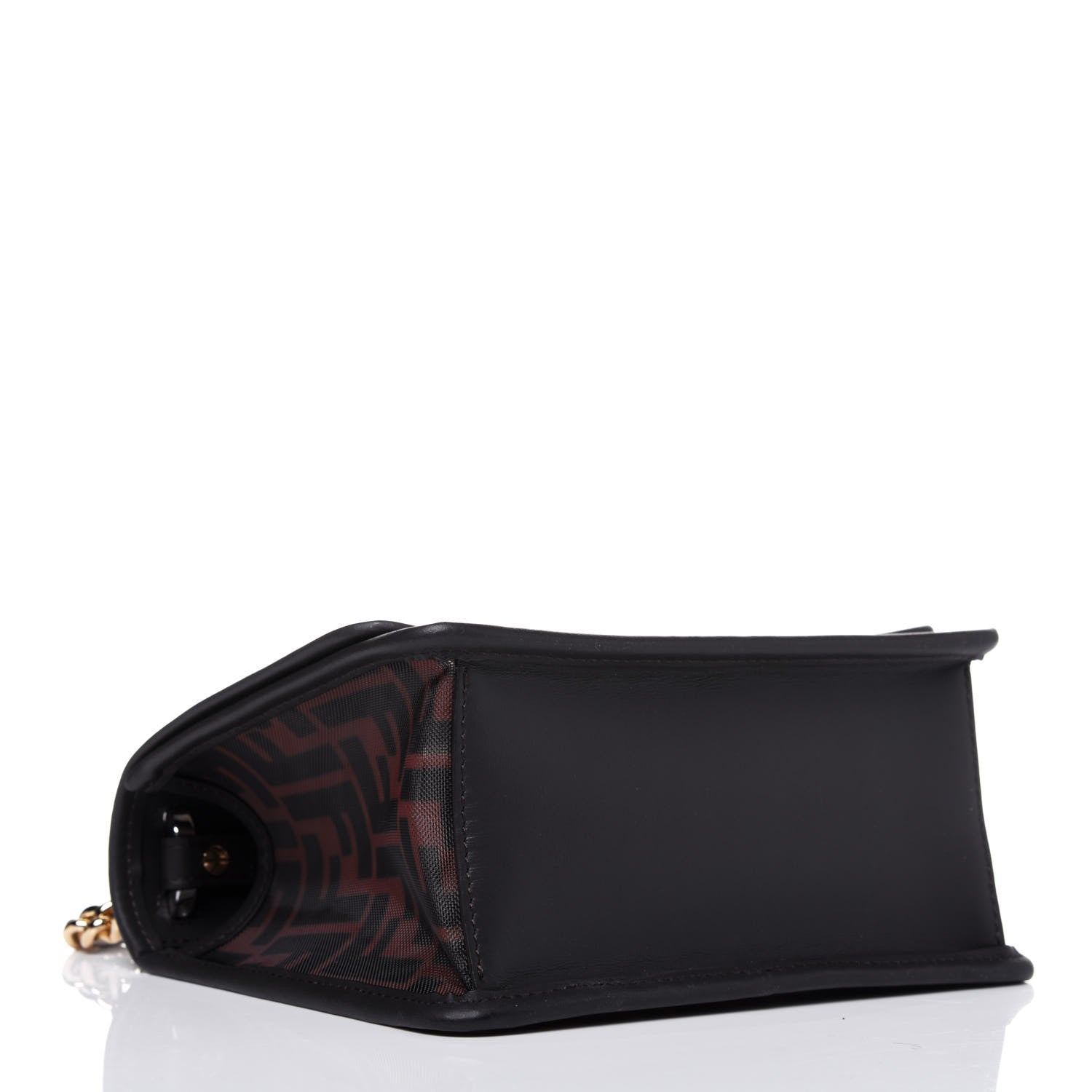 Fendi Mesh Vitello Century F is Fendi FF 1974 Small Kan I Shoulder Bag Marrone Black Ebano 4 of 14