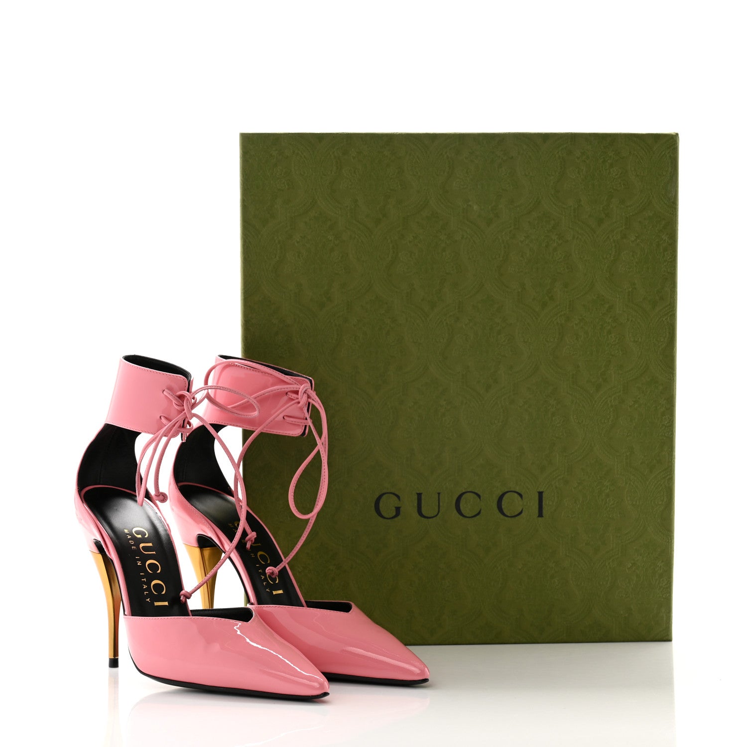 Gucci Vitello Vernice Soft Nappa Priscilla Ankle Cuff Pumps 37 Butterfly Pink 9 of 9