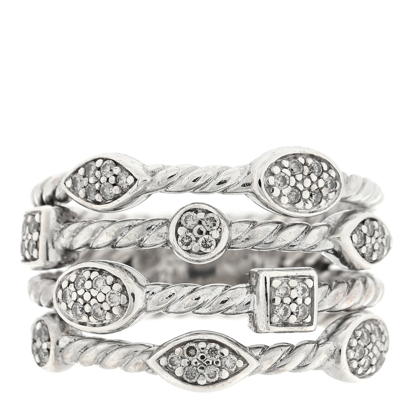 Sterling Silver Diamond Confetti 4 Row Ring 54 7