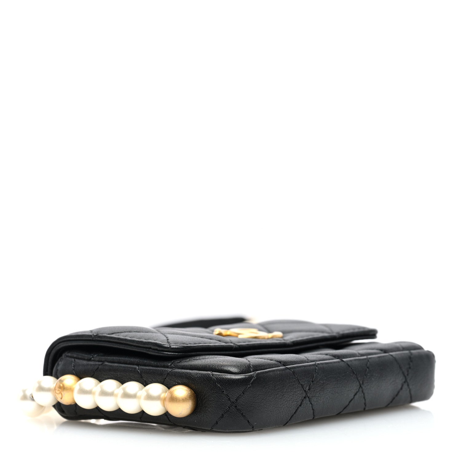 Chanel Calfskin Quilted About Pearls Card Holder Flap With Chain Black 4 of 10