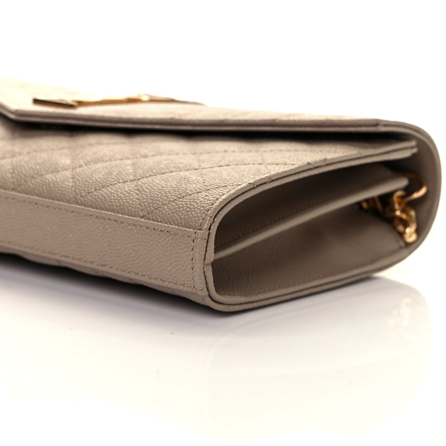 Grain De Poudre Mixed Matelasse Triquilt Monogram Chain Wallet Dark Beige