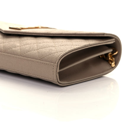 Saint Laurent Grain De Poudre Mixed Matelasse Triquilt Monogram Chain Wallet Dark Beige 20 of 22